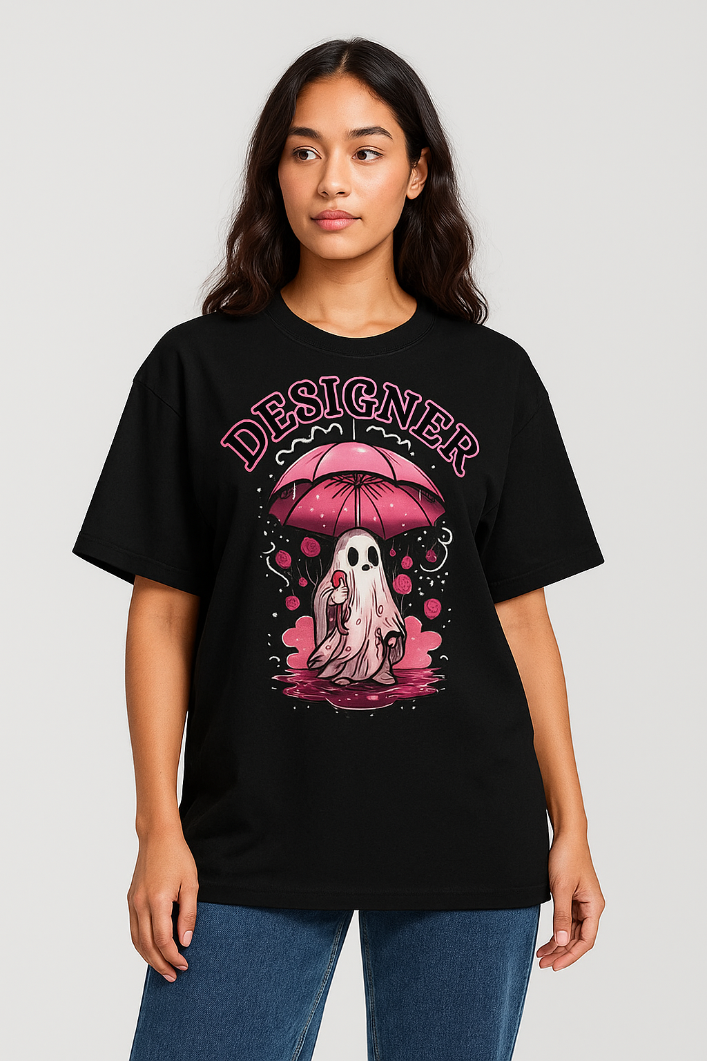 Oversized Unisex Designer Ghost Anime T-Shirt – 100% Cotton | Breathable | Bold Streetwear Energy