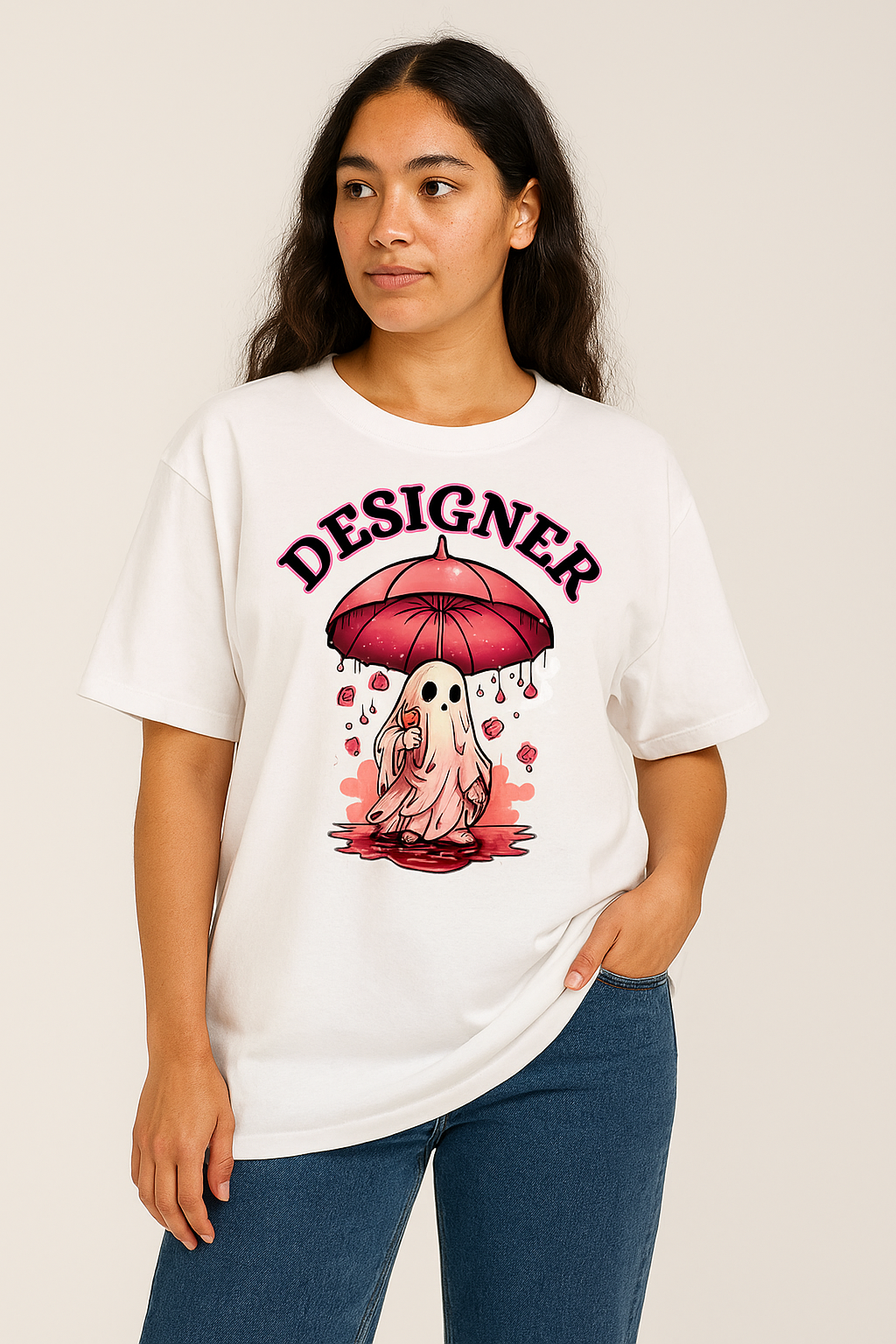 Oversized Unisex Designer Ghost Anime T-Shirt – 100% Cotton | Breathable | Bold Streetwear Energy