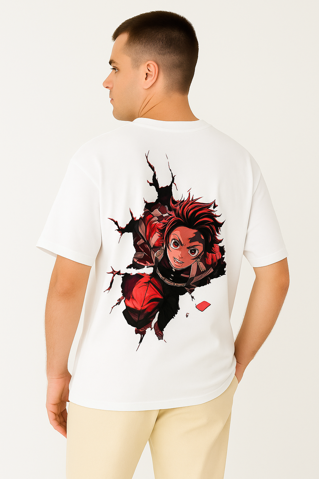 Oversized Men's Tanjiro Anime T-Shirt – 100% Cotton | Breathable &amp; Bold