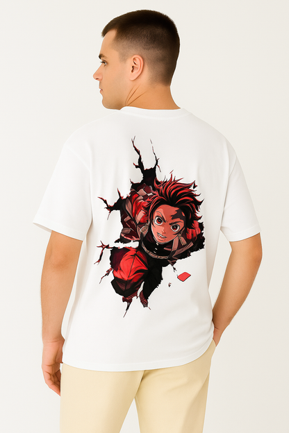 Oversized Men's Tanjiro Anime T-Shirt – 100% Cotton | Breathable &amp; Bold