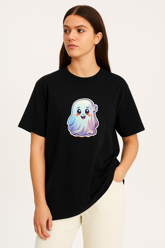 Oversized Unisex Cute Ghost Anime T-Shirt – 100% Cotton | Soft, Breathable & Stylishly Spooky