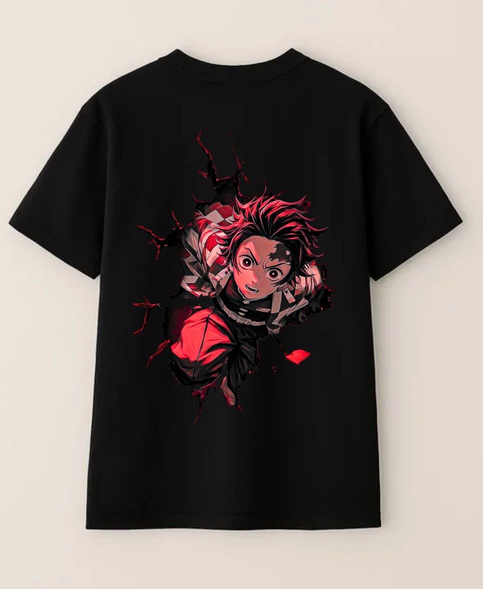 Oversized Men's Tanjiro Anime T-Shirt – 100% Cotton | Breathable &amp; Bold